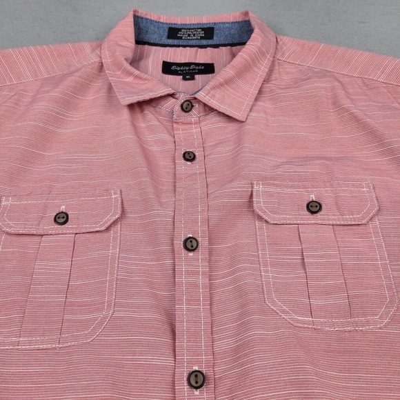 Eighty Eight Shirt Men's XL Red Striped Platinum Short Sleeve Button Down - Picture 5 of 11